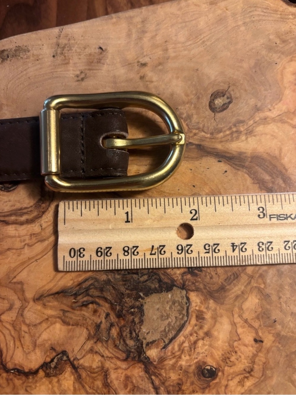 Coach Dark Brown Suede Leather Belt with Gold Buckle - M - Picture 4 of 8